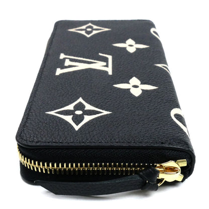 LOUIS VUITTON ルイ・ヴィトン ポルトフォイユ・クレマンス 長財布 ラウンドファスナー モノグラム・アンプラント ブラック ベージュ M82338 IC レディース【中古】【美品】