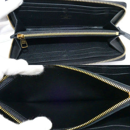 LOUIS VUITTON ルイ・ヴィトン ポルトフォイユ・クレマンス 長財布 ラウンドファスナー モノグラム・アンプラント ブラック ベージュ M82338 IC レディース【中古】【美品】