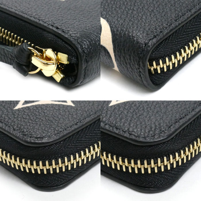 LOUIS VUITTON ルイ・ヴィトン ポルトフォイユ・クレマンス 長財布 ラウンドファスナー モノグラム・アンプラント ブラック ベージュ M82338 IC レディース【中古】【美品】