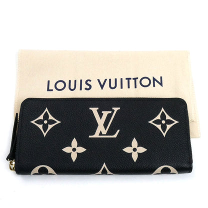 LOUIS VUITTON ルイ・ヴィトン ポルトフォイユ・クレマンス 長財布 ラウンドファスナー モノグラム・アンプラント ブラック ベージュ M82338 IC レディース【中古】【美品】