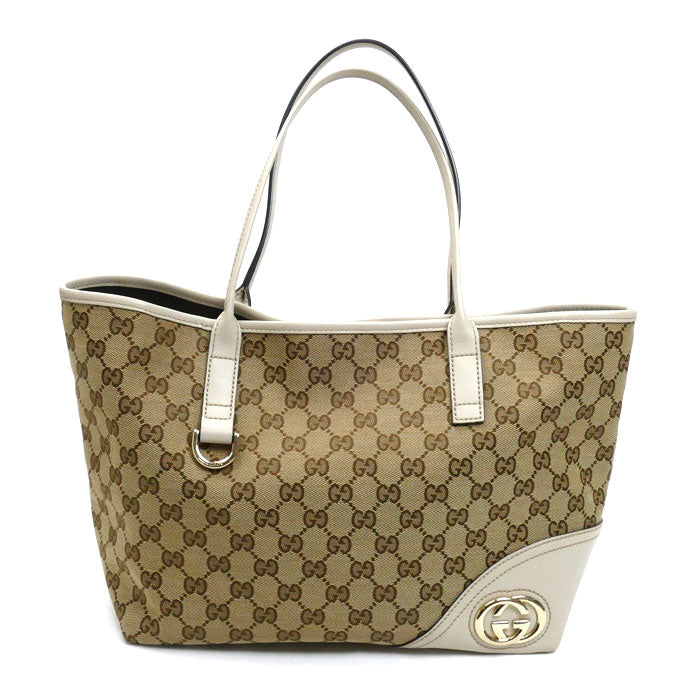 GUCCI グッチ ニューブリット トートバッグ ベージュ/ホワイト 169946 レディース【中古】