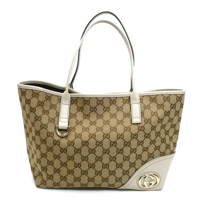 GUCCI グッチ ニューブリット トートバッグ ベージュ/ホワイト 169946 レディース【中古】