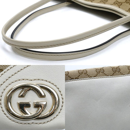 GUCCI グッチ ニューブリット トートバッグ ベージュ/ホワイト 169946 レディース【中古】