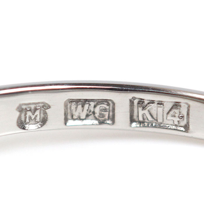 MIKIMOTO ミキモト K14WG ホワイトゴールド リング・指輪 パール約7.8mm ダイヤモンド 9.5号 2.7g レディース【中古】