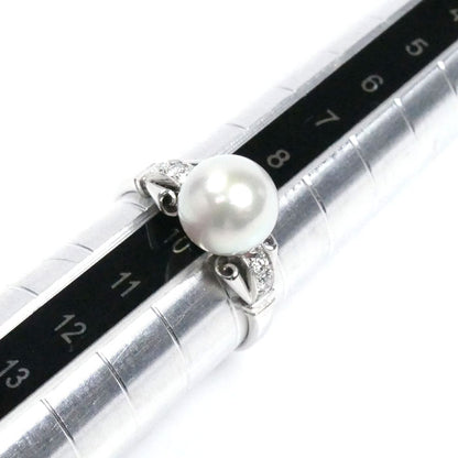 MIKIMOTO ミキモト K14WG ホワイトゴールド リング・指輪 パール約7.8mm ダイヤモンド 9.5号 2.7g レディース【中古】