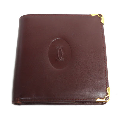 CARTIER カルティエ マストライン 二つ折り財布 ワインレッド ユニセックス【中古】