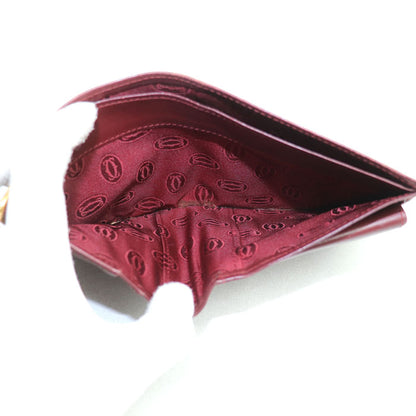 CARTIER カルティエ マストライン 二つ折り財布 ワインレッド ユニセックス【中古】