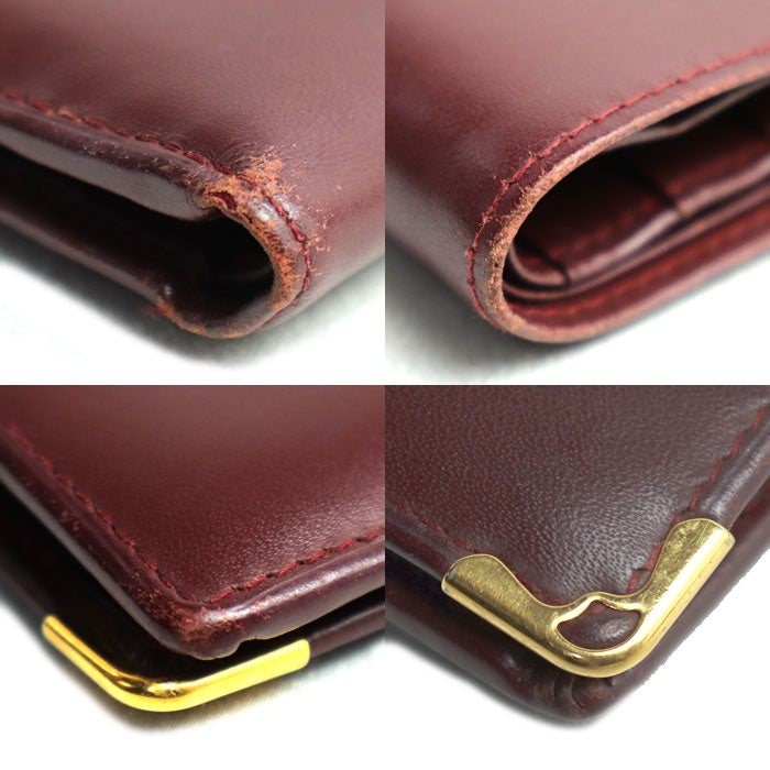 CARTIER カルティエ マストライン 二つ折り財布 ワインレッド ユニセックス【中古】