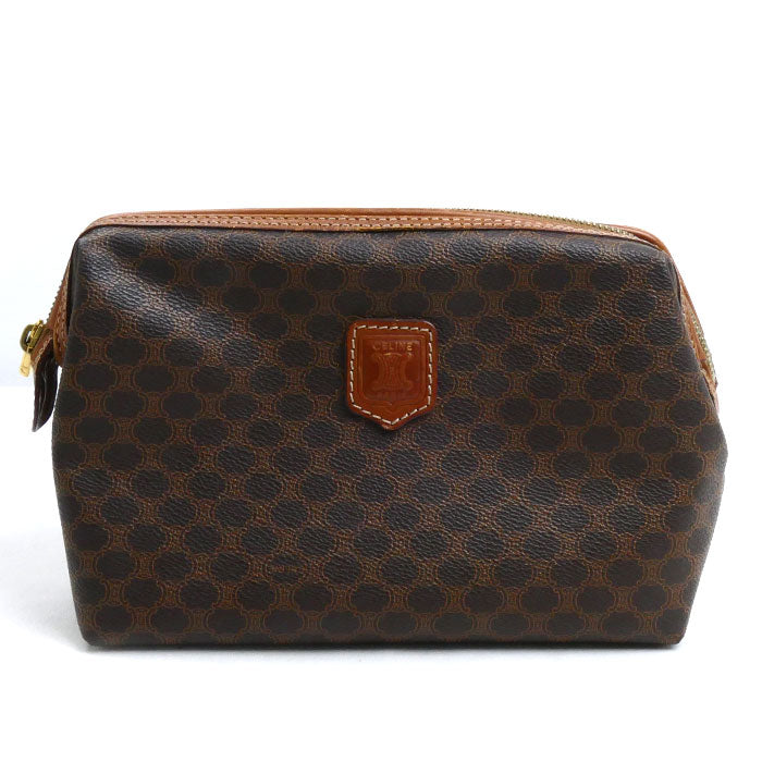 CELINE セリーヌ マカダム ポーチ ブラウン レディース【中古】