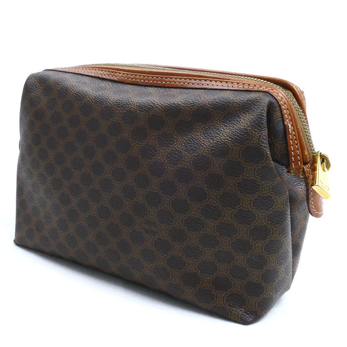 CELINE セリーヌ マカダム ポーチ ブラウン レディース【中古】