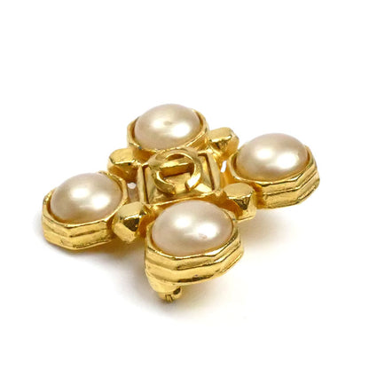 CHANEL シャネル メタル ココマーク フェイクパール ブローチ 24g レディース【中古】