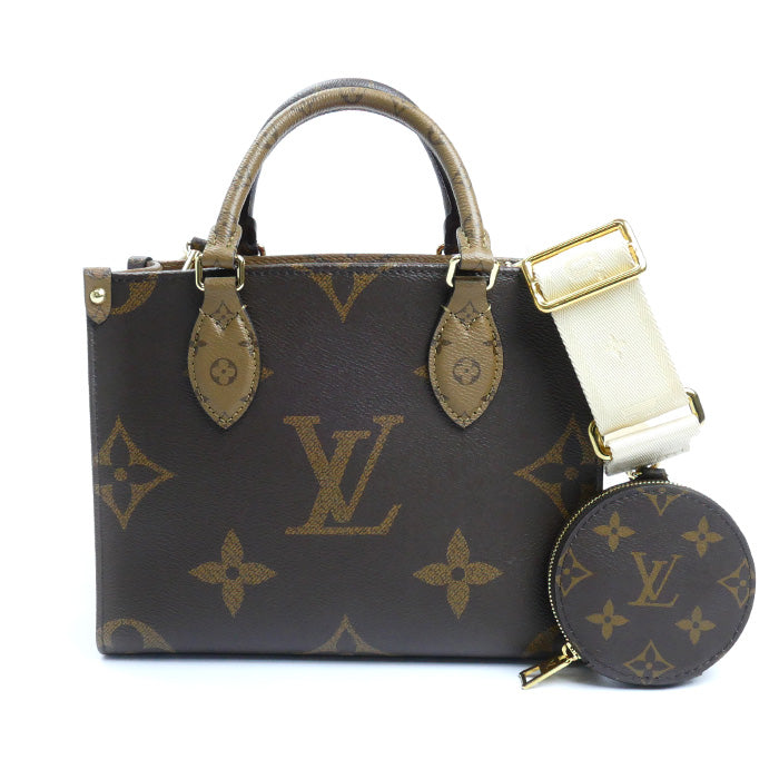 LOUIS VUITTON ルイ・ヴィトン オンザゴー PM 2Wayショルダーバッグ モノグラム & モノグラム・リバース ブラウン M46373 IC レディース【中古】【美品】