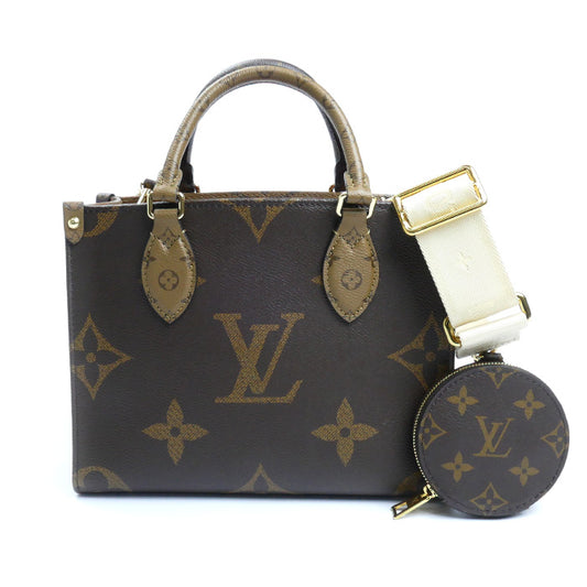 LOUIS VUITTON ルイ・ヴィトン オンザゴー PM 2Wayショルダーバッグ モノグラム & モノグラム・リバース ブラウン M46373 IC レディース【中古】【美品】