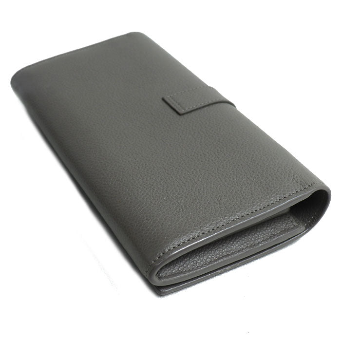 SAINT LAURENT サンローラン YSLライン ラージ フラップウォレット 長財布 グレー 414567 レディース【中古】