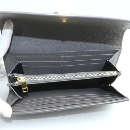 SAINT LAURENT サンローラン YSLライン ラージ フラップウォレット 長財布 グレー 414567 レディース【中古】