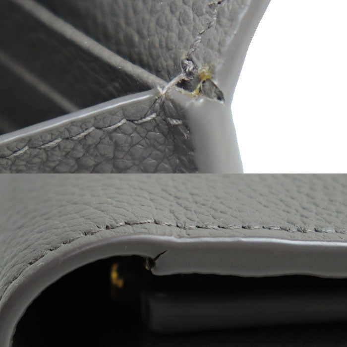 SAINT LAURENT サンローラン YSLライン ラージ フラップウォレット 長財布 グレー 414567 レディース【中古】