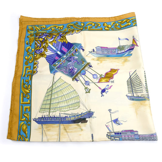 HERMES エルメス カレ90 JUNQUES ET SAMPANS 船 スカーフ マルチ レディース【中古】