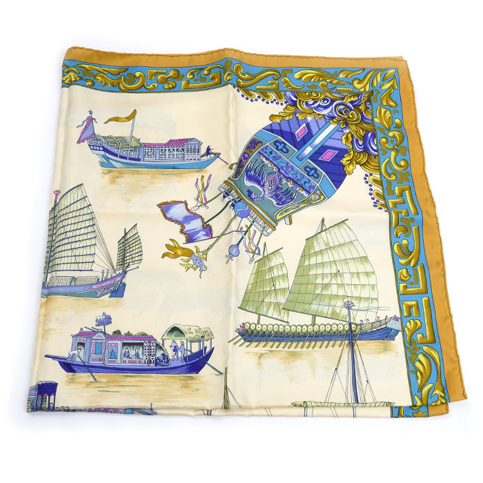 HERMES エルメス カレ90 JUNQUES ET SAMPANS 船 スカーフ マルチ レディース【中古】