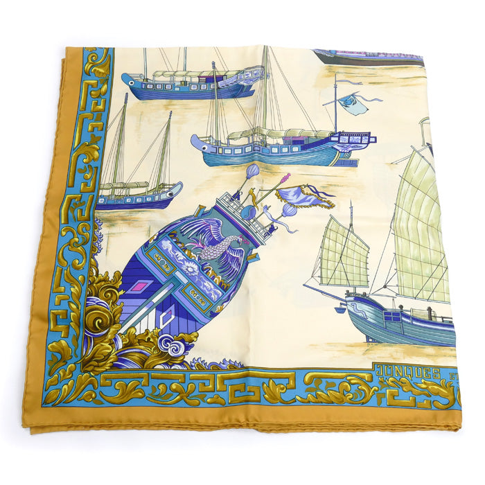 HERMES エルメス カレ90 JUNQUES ET SAMPANS 船 スカーフ マルチ レディース【中古】