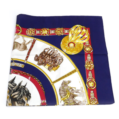 HERMES エルメス カレ90 CHEVAUX DE TRAIT 輓馬 スカーフ ネイビー/マルチ レディース【中古】