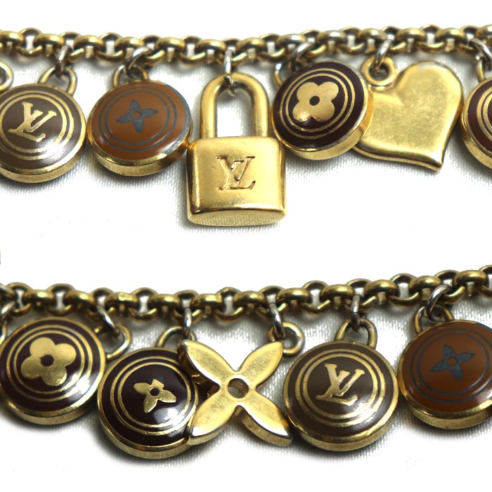 LOUIS VUITTON ルイ・ヴィトン ポルトクレ・シェンヌ パスティーユ キーホルダー ゴールド ブラウン M65386 レディース【中古】