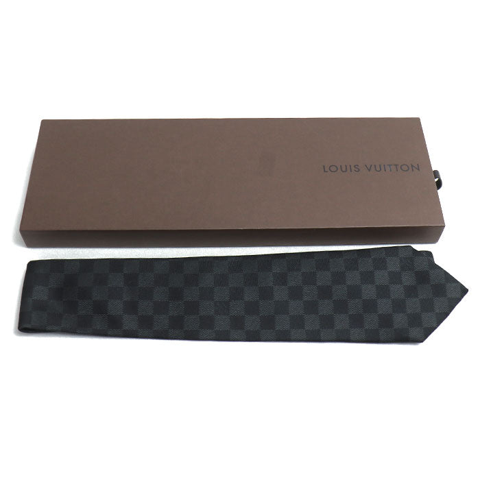 LOUIS VUITTON ルイ・ヴィトン ネクタイ ダミエ グラフィット ブラック メンズ【中古】