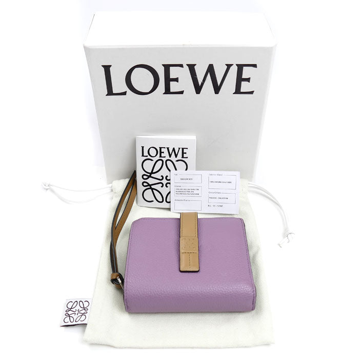 LOEWE ロエベ コンパクト ジップウォレット 二つ折り財布 パープル C660Z41X01 レディース【中古】