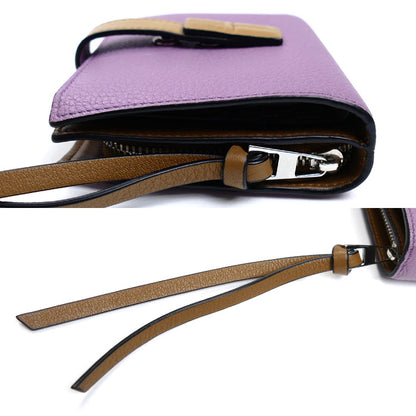LOEWE ロエベ コンパクト ジップウォレット 二つ折り財布 パープル C660Z41X01 レディース【中古】