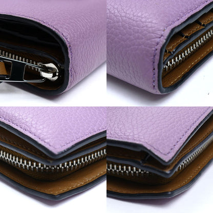 LOEWE ロエベ コンパクト ジップウォレット 二つ折り財布 パープル C660Z41X01 レディース【中古】