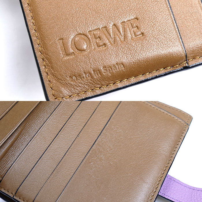 LOEWE ロエベ コンパクト ジップウォレット 二つ折り財布 パープル C660Z41X01 レディース【中古】