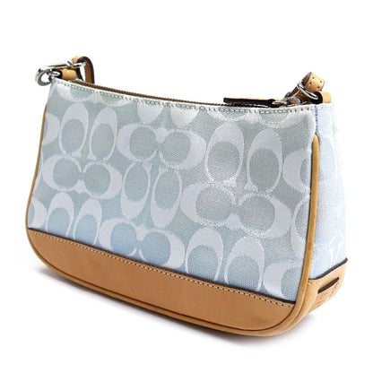 COACH コーチ シグネチャー アクセサリーポーチ ブルー系 ベージュ 6094 レディース【中古】