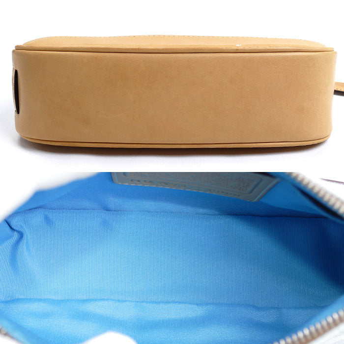 COACH コーチ シグネチャー アクセサリーポーチ ブルー系 ベージュ 6094 レディース【中古】