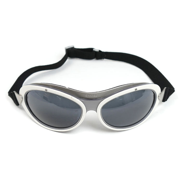 CHANEL シャネル ゴーグル スポーツライン サングラス ブラック シルバー ホワイト A17669 C1368 レディース【中古】