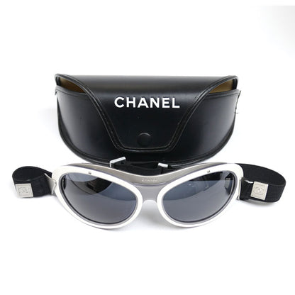 CHANEL シャネル ゴーグル スポーツライン サングラス ブラック シルバー ホワイト A17669 C1368 レディース【中古】