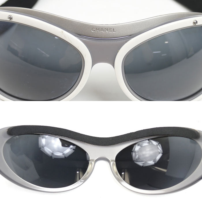 CHANEL シャネル ゴーグル スポーツライン サングラス ブラック シルバー ホワイト A17669 C1368 レディース【中古】