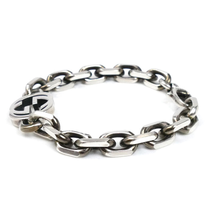 GUCCI グッチ シルバー925 インターロッキング ブレスレット 627068 
18 46.2g 20cm メンズ【中古】