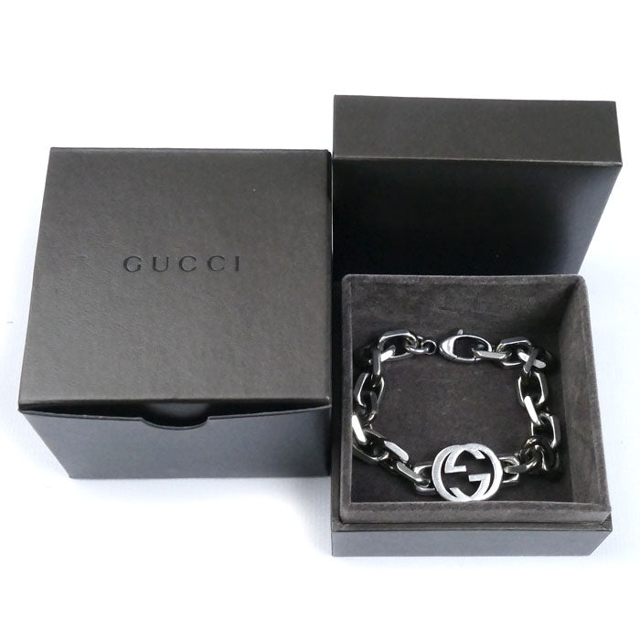 GUCCI グッチ シルバー925 インターロッキング ブレスレット 627068 
18 46.2g 20cm メンズ【中古】