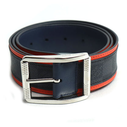 LOUIS VUITTON ルイ・ヴィトン ベルト ダミエ グラフィット グレー/オレンジ M0039 BC1118 メンズ【中古】