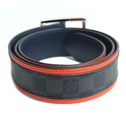 LOUIS VUITTON ルイ・ヴィトン ベルト ダミエ グラフィット グレー/オレンジ M0039 BC1118 メンズ【中古】