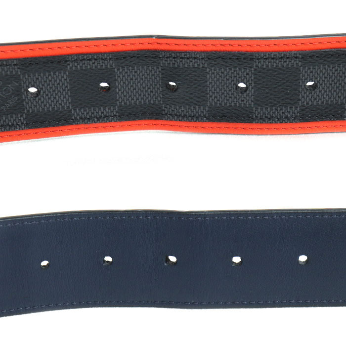 LOUIS VUITTON ルイ・ヴィトン ベルト ダミエ グラフィット グレー/オレンジ M0039 BC1118 メンズ【中古】
