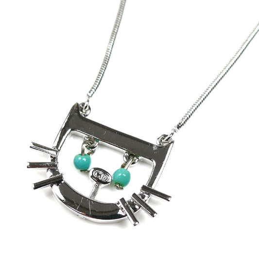 Christian Dior クリスチャンディオール メタル キャット モチーフ ネックレス 8.1g 38～42cm 猫 レディース【中古】