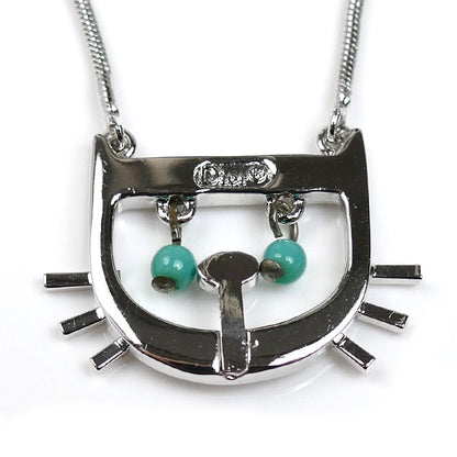 Christian Dior クリスチャンディオール メタル キャット モチーフ ネックレス 8.1g 38～42cm 猫 レディース【中古】