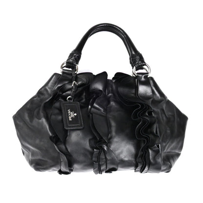 PRADA プラダ ハンドバッグ ブラック BR3987 フリル レディース【中古】