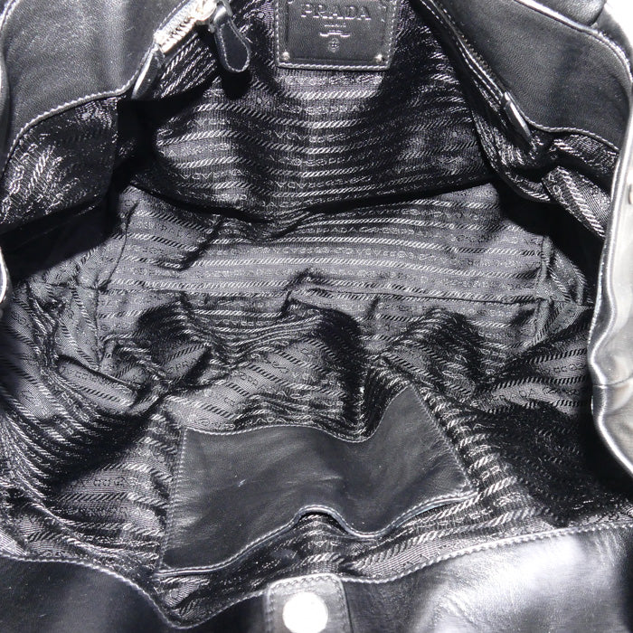 PRADA プラダ ハンドバッグ ブラック BR3987 フリル レディース【中古】