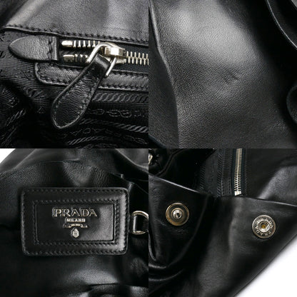 PRADA プラダ ハンドバッグ ブラック BR3987 フリル レディース【中古】