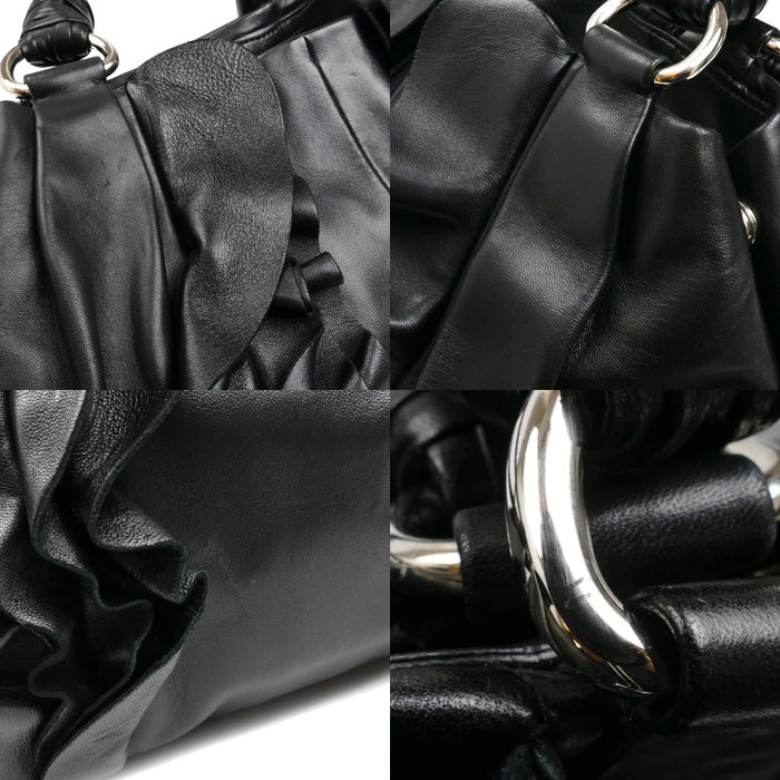PRADA プラダ ハンドバッグ ブラック BR3987 フリル レディース【中古】