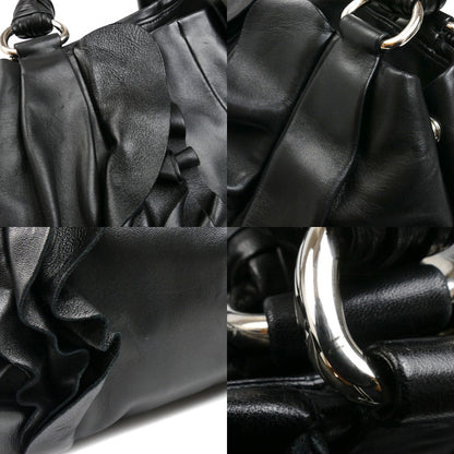 PRADA プラダ ハンドバッグ ブラック BR3987 フリル レディース【中古】