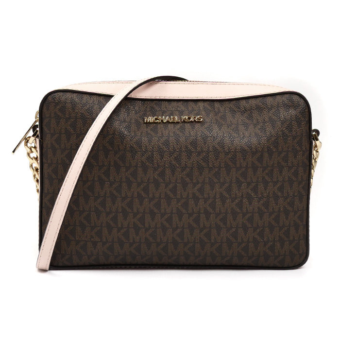 Michael Kors マイケルコース JET SET ITEM EW クロスボディ ラージ ショルダーバッグ ブラウン ピンク 35F8GTTC3B アウトレット レディース【中古】
