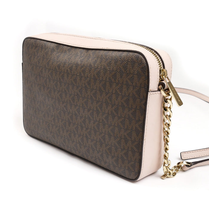 Michael Kors マイケルコース JET SET ITEM EW クロスボディ ラージ ショルダーバッグ ブラウン ピンク 35F8GTTC3B アウトレット レディース【中古】
