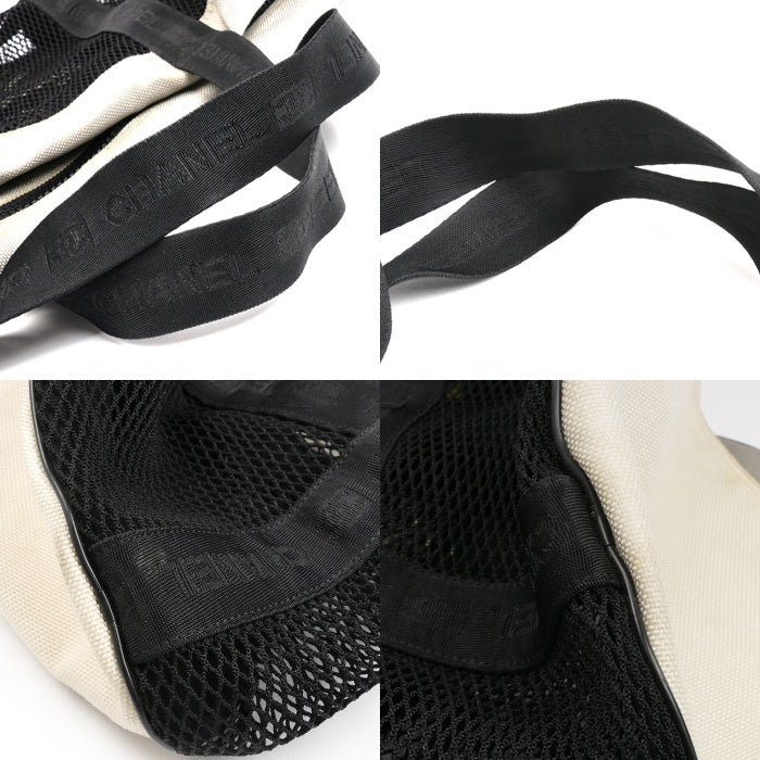 CHANEL シャネル スポーツライン ボストンバッグ ブラック ホワイト グレー ユニセックス【中古】